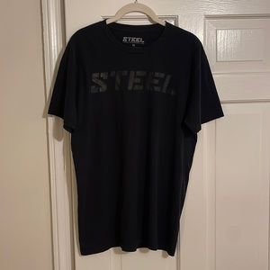black “steel” workout tee shirt